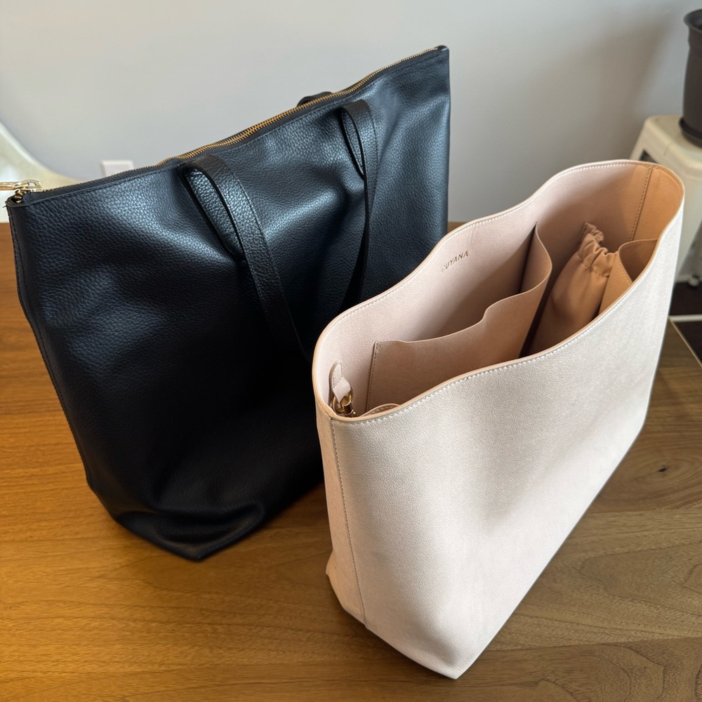 Leather Tote with Suede Insert - Picture 2 of 16
